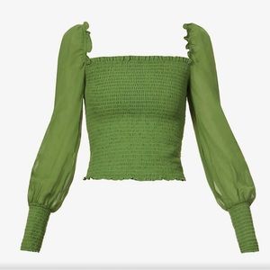 Reformation Smocked green pinto top sz S